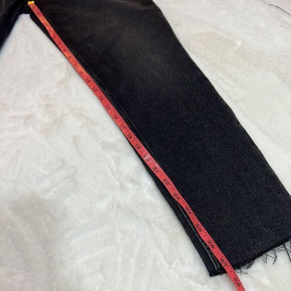 Re/Done 70s Stove Pipe High Rise Jeans Black Ankle Raw Hem NWT Sz 32 / 14 - Picture 15 of 16